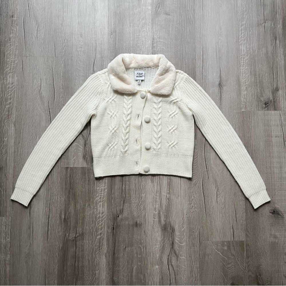 White Cable Knit Sweater